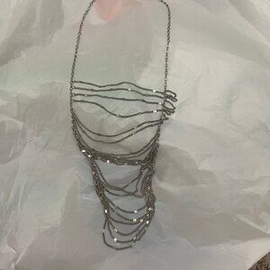 3/$10 Silver multi-layer dangling necklace